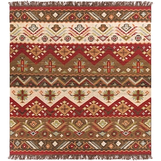Livabliss Louise Handmade Southwestern Wool Flatweave Area Rug