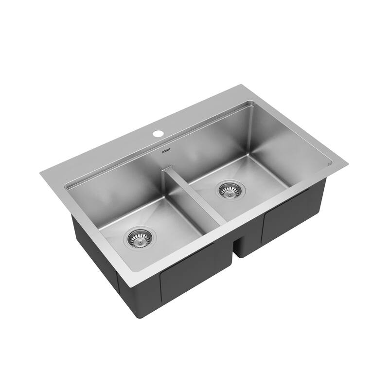 Karran Elite WST-28-PK1 Top Mount 33" Double Bowl Stainless Steel Workstation Kitchen Sink