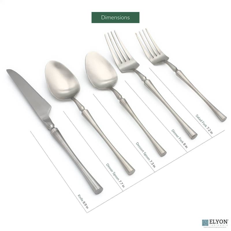 Elyon Noelle Matte Colored Stainless Steel Flatware Set 20 Pieces