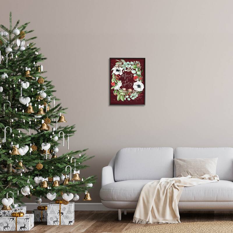 Stupell Merry & Jolly Seasonal Mushroom Wreath Framed Giclee Art by Caverly Smith