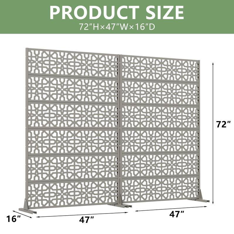 Rectangle Outdoor Privacy Screens Metal Screen Fence Panel Set of 2