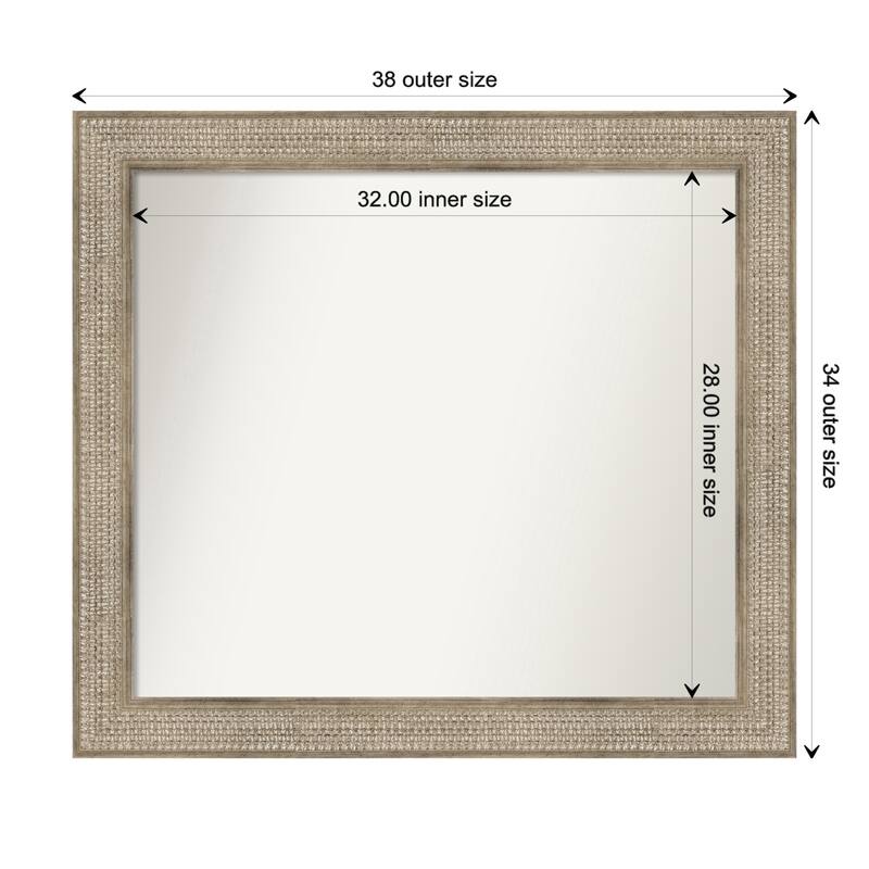 Trellis Silver Framed Non-Beveled Custom Wall Mirror, Bathroom Vanity Mirror - Outer Size: 38 x 34