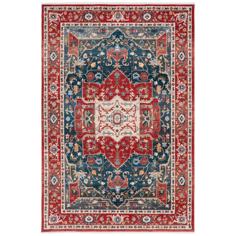 Lauren Ralph Lauren Camille Traditional Medallion Rug Fringe - 6' x 9' - Red/Navy
