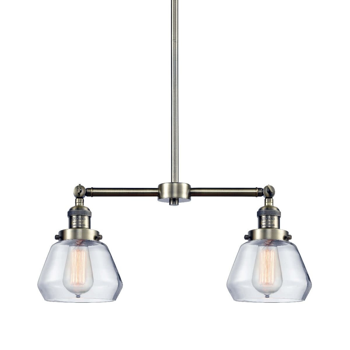 Innovations Lighting 209 Fulton  Fulton 2 Light 21" Wide Linear Chandelier - (Polished Nickel / Clear) - Chandeliers For Bedrooms by Overstock.com