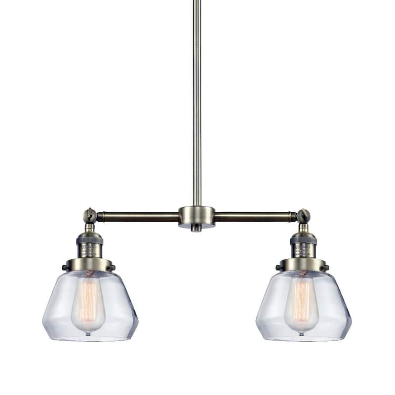 Innovations Lighting Fulton 2 Light 21" Wide Linear Chandelier - Antique Brass / Clear