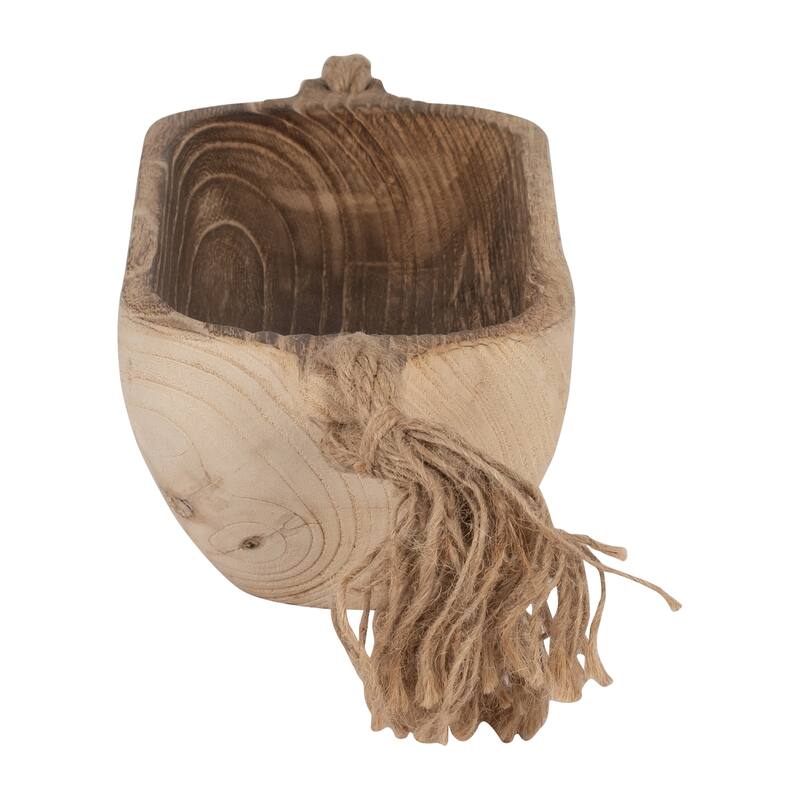 15" Wooden Tray with Tassels Contemporary Rustic Farmhouse Natural Brown Decorative Wooden Tray for Home or Office