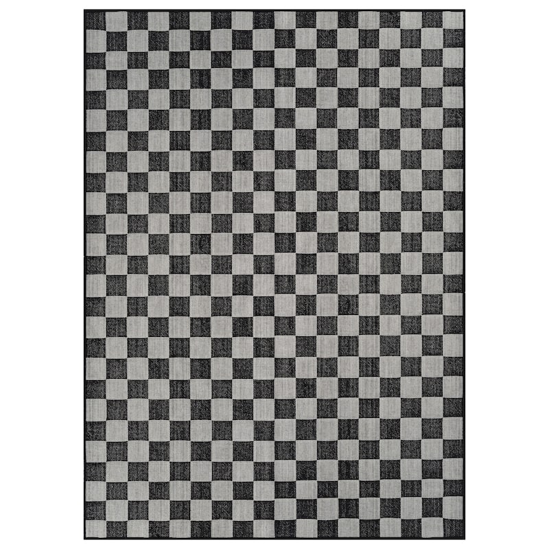 World Rug Gallery Checkered Indoor/Outdoor Flat Woven Area Rug