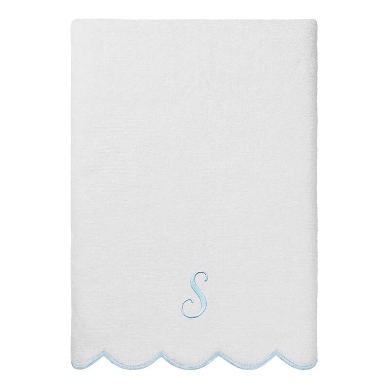 Authentic Hotel and Spa 100% Turkish Cotton Blue ADORNIA Scallop Personalized 3 Piece Towel Set - 3 Piece Set
