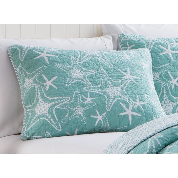 DESIGN STUDIO Starfish Blue Coastal Cotton Reversible Quilt Set