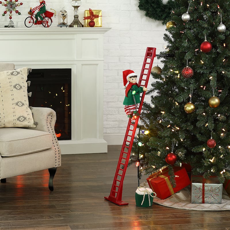 43 in. Animated Ladder Climbing Elf