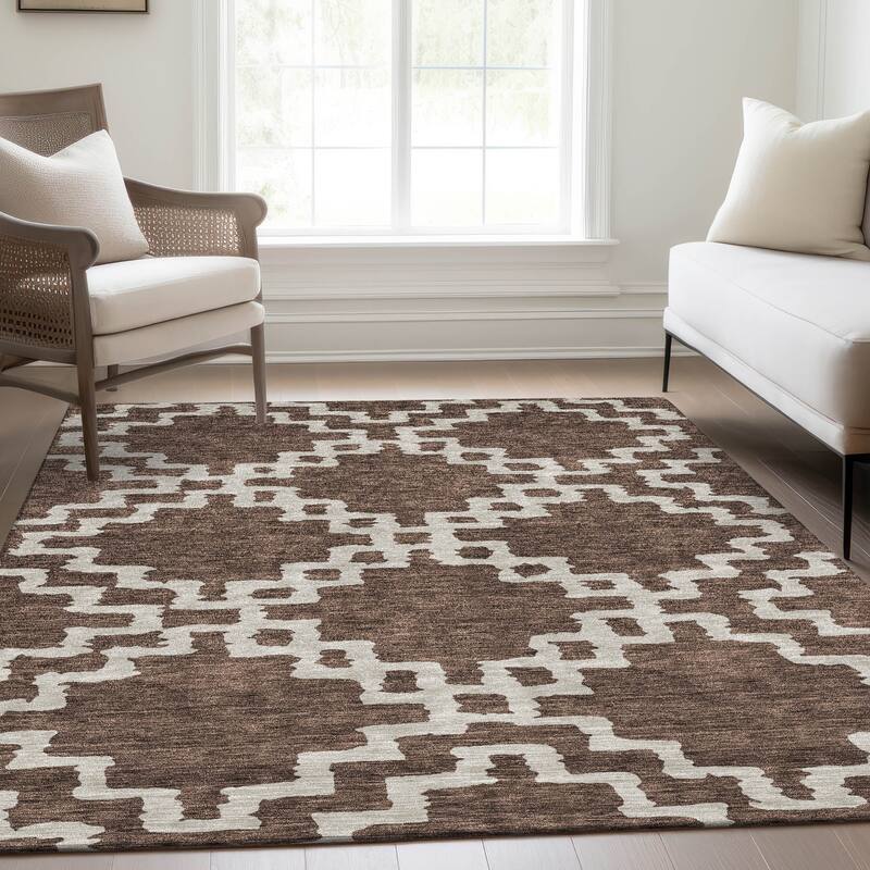 Premium Washable Super Soft Geo Trellis Mayfield Rug