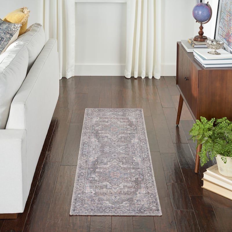 New Concept Washables Persian Boho Machine Washable Area Rug - 2' x 6' - Blue/Multi