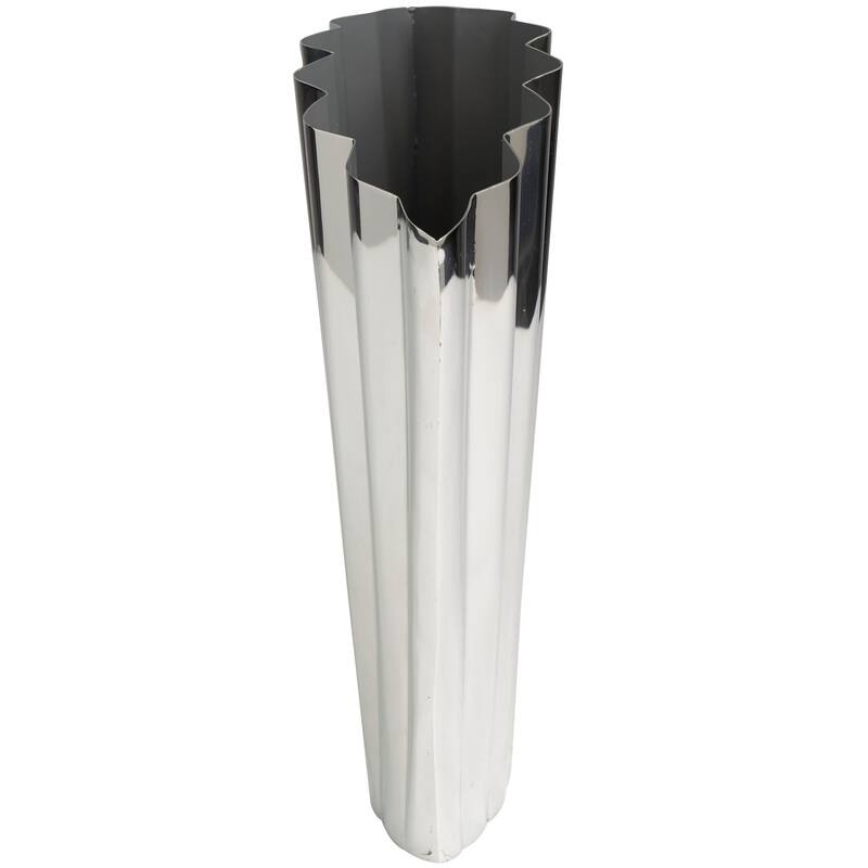 Silver Stainless Steel Metal Vase with Zig Zag Edging