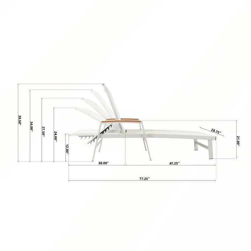 Aluminum Frame Mesh Seating Adjustable Chaise Lounge