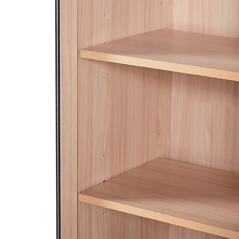 GDFStudio - Mary 63" Tall Bathroom Storage Cabinet with Glass Doors, Two Drawers, and Adjustable Shelves