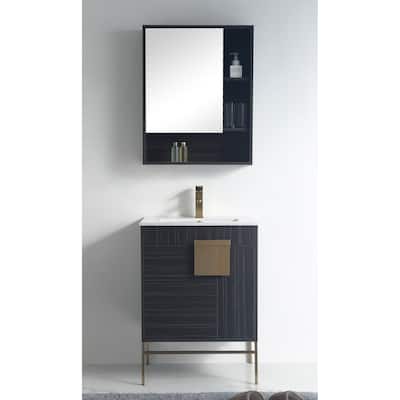 24" Tennant Brand Kuro Minimalistic Dawn Gray Bathroom Vanity With Medicine Cabinet