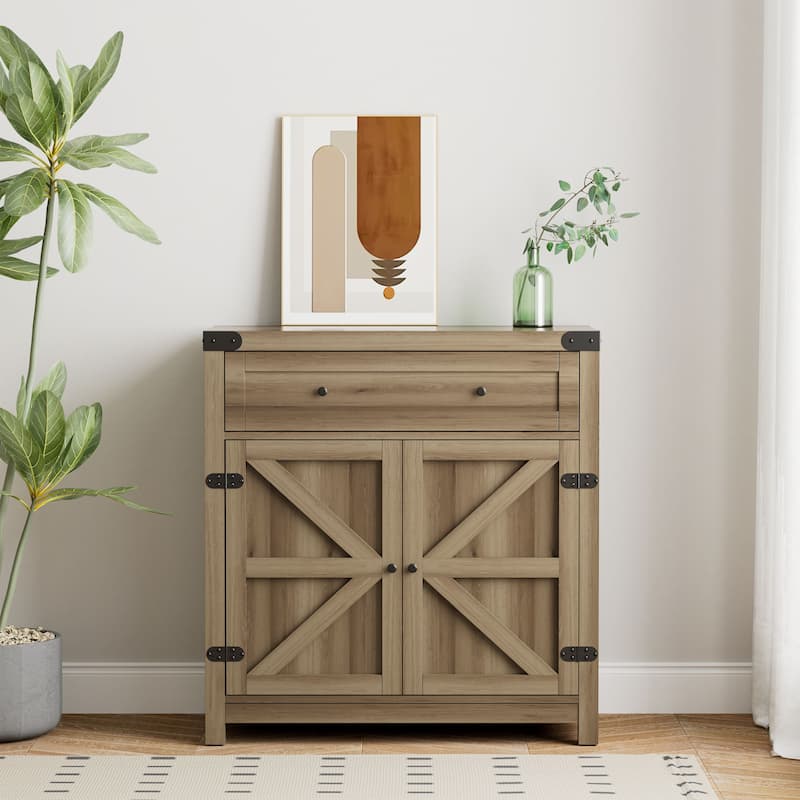 Furniwell Storage Cabinet Modern Farmhouse Kitchen Sideboard
