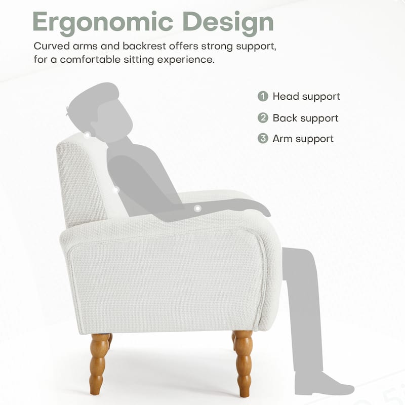 Fabric Armchair Accent Chair with Arms & Wood Legs