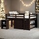 preview thumbnail 1 of 8, Contemporary Low Study Full Loft Bed with Cabinet and Rolling Portable Desk, Solid Construction & Versatility Galore, Espresso Espresso