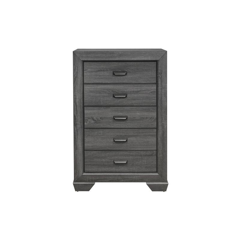 Valli 5 Piece Gray Modern Rustic Panel Bedroom Set