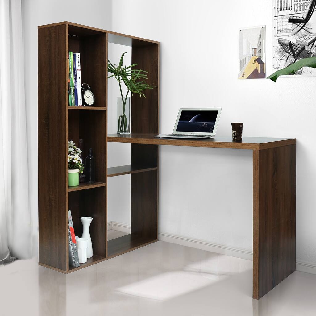 HomyLin 47.2-Inch L Shaped Home Office Desk with Large Storage Shelves