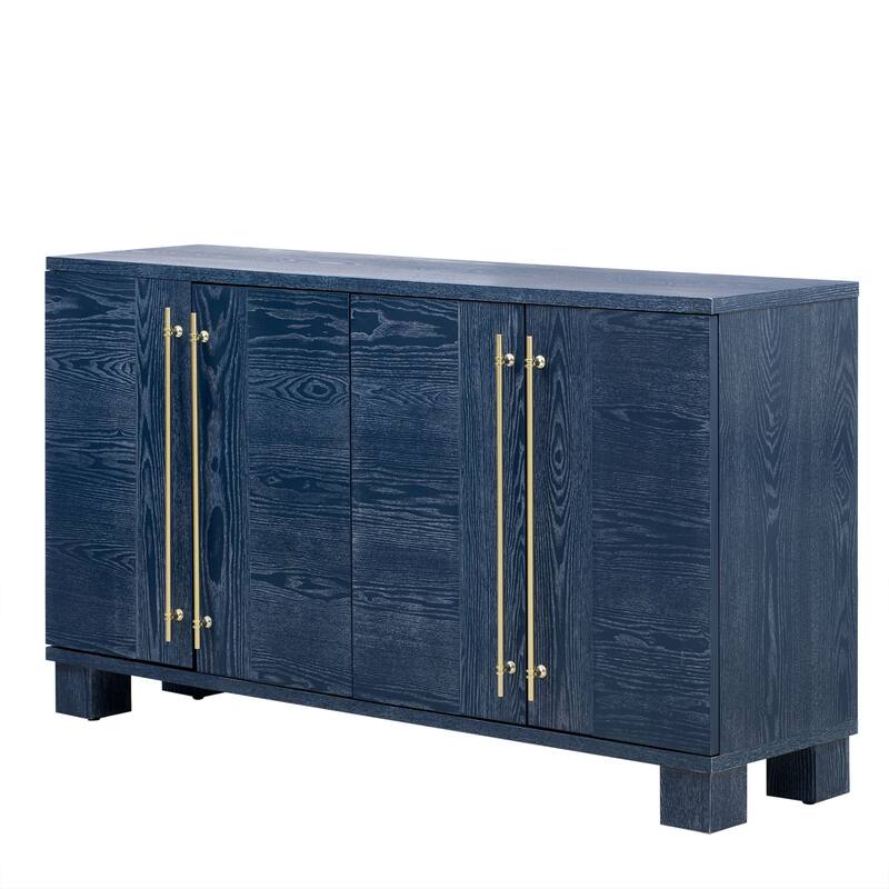 Wood Sideboard with Adjustable Shelves and Gold Handles