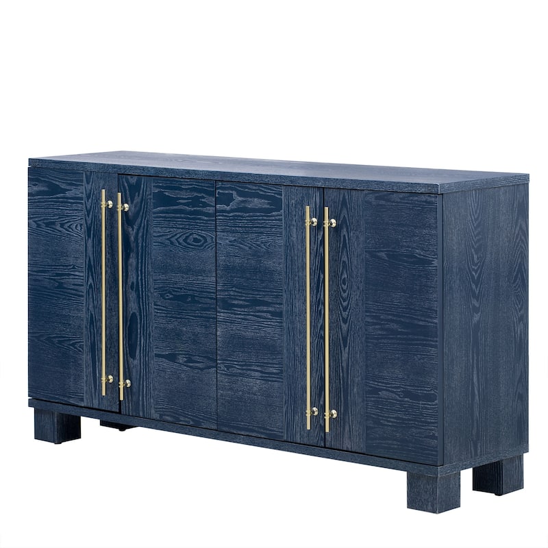Wood Traditional Style Sideboard with Adjustable Shelves and Gold Handles