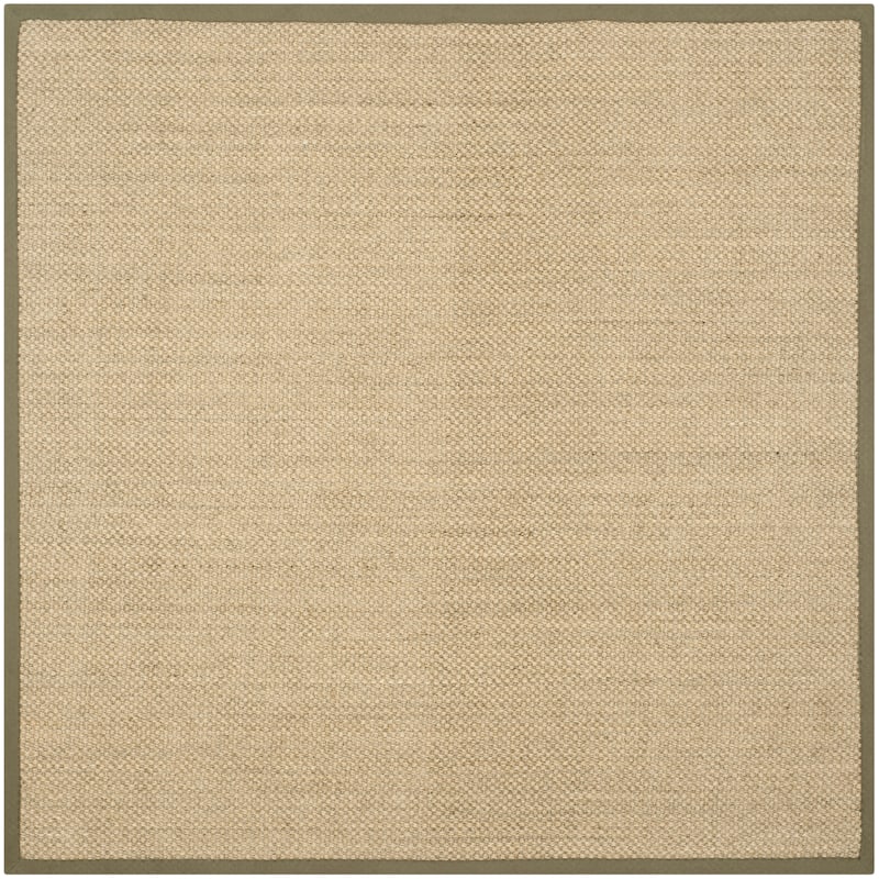 SAFAVIEH Natural Fiber Elmyra Sisal Border Rug - 6' Square - Natural/Green