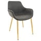 preview thumbnail 1 of 25, LeisureMod Markley Modern Leather Dining Armchair With Gold Metal Legs Charcoal Black