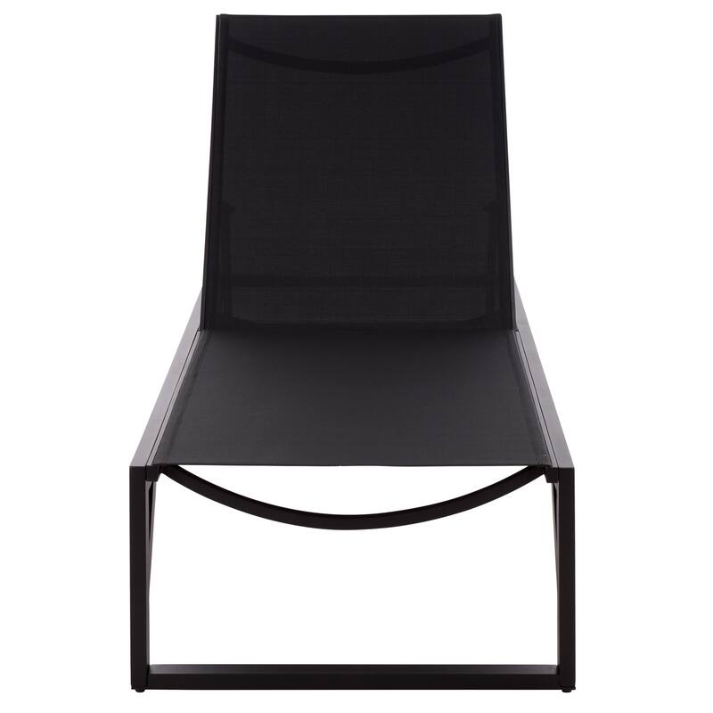 SAFAVIEH Outdoor Living Jordan Aluminum Lounger - 79"W x 27"D x 14"H - Black/Black