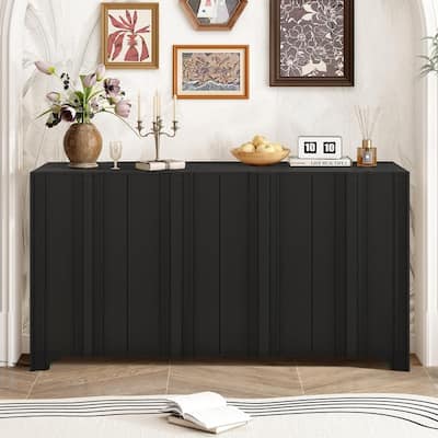59.7" Modern 4-Door Sideboard with Luxurious Pine Veneer Finish
