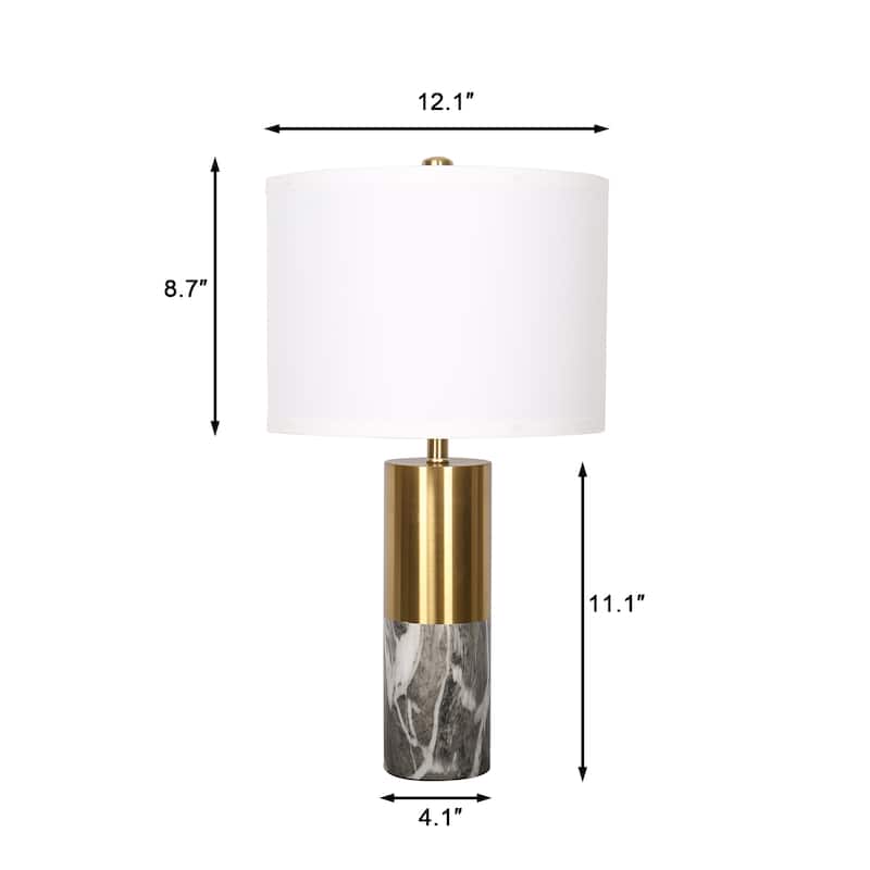 Marble Metal Table Lamp With Linen Shade Set of 2