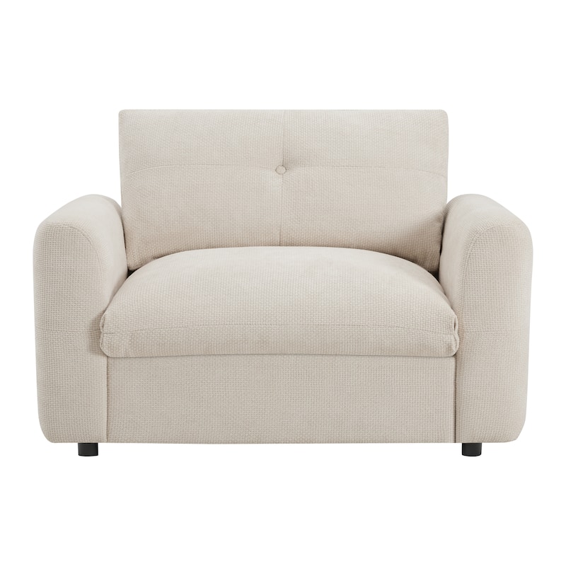 Roomfitters 42"x33" Upholstered Armchair with Wide Seat, Dual-Port Charger, Pull-Line Tufted Design, High-Density Foam