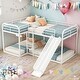 preview thumbnail 2 of 7, Full and Twin Size Modern Functional Design L-Shaped Bunk Bed with Slide and Short Ladder, 4 Beds in 1,Easy Assembly White
