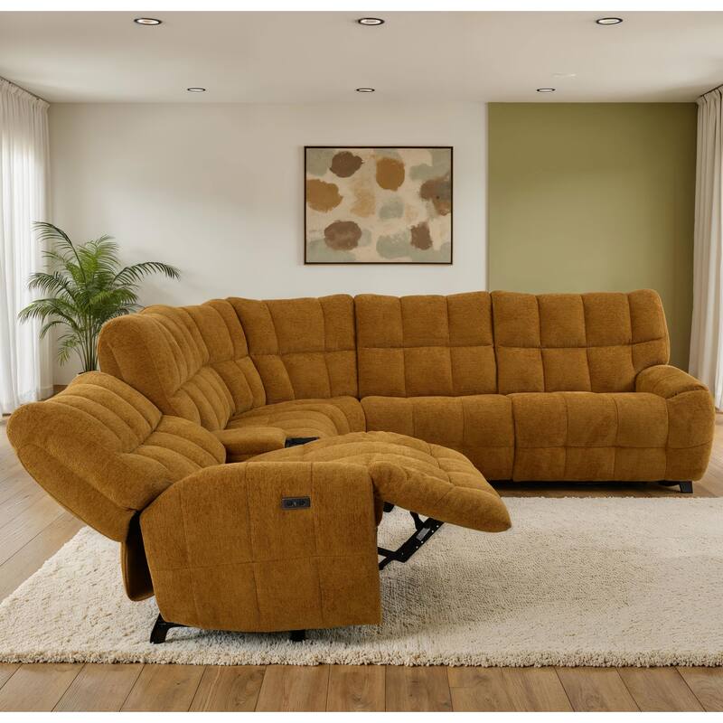 Furniture of America Aurei Modern Reclining Sectional with Console and USB Ports