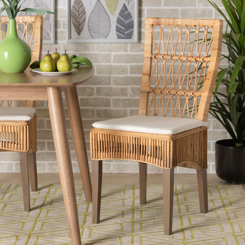 Sullivan Modern Bohemian Natural Brown Rattan 2-Piece Dining Chair Set