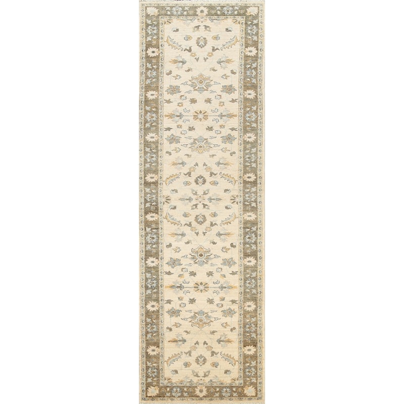 Floral Vegetable Dye Peshawar Chobi Oriental Runner Rug Hand-knotted - 2'7" x 10'0"