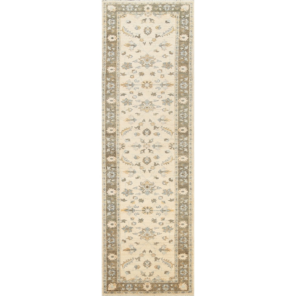 Floral Vegetable Dye Peshawar Chobi Oriental Runner Rug Hand-knotted - 2'7" x 10'0"