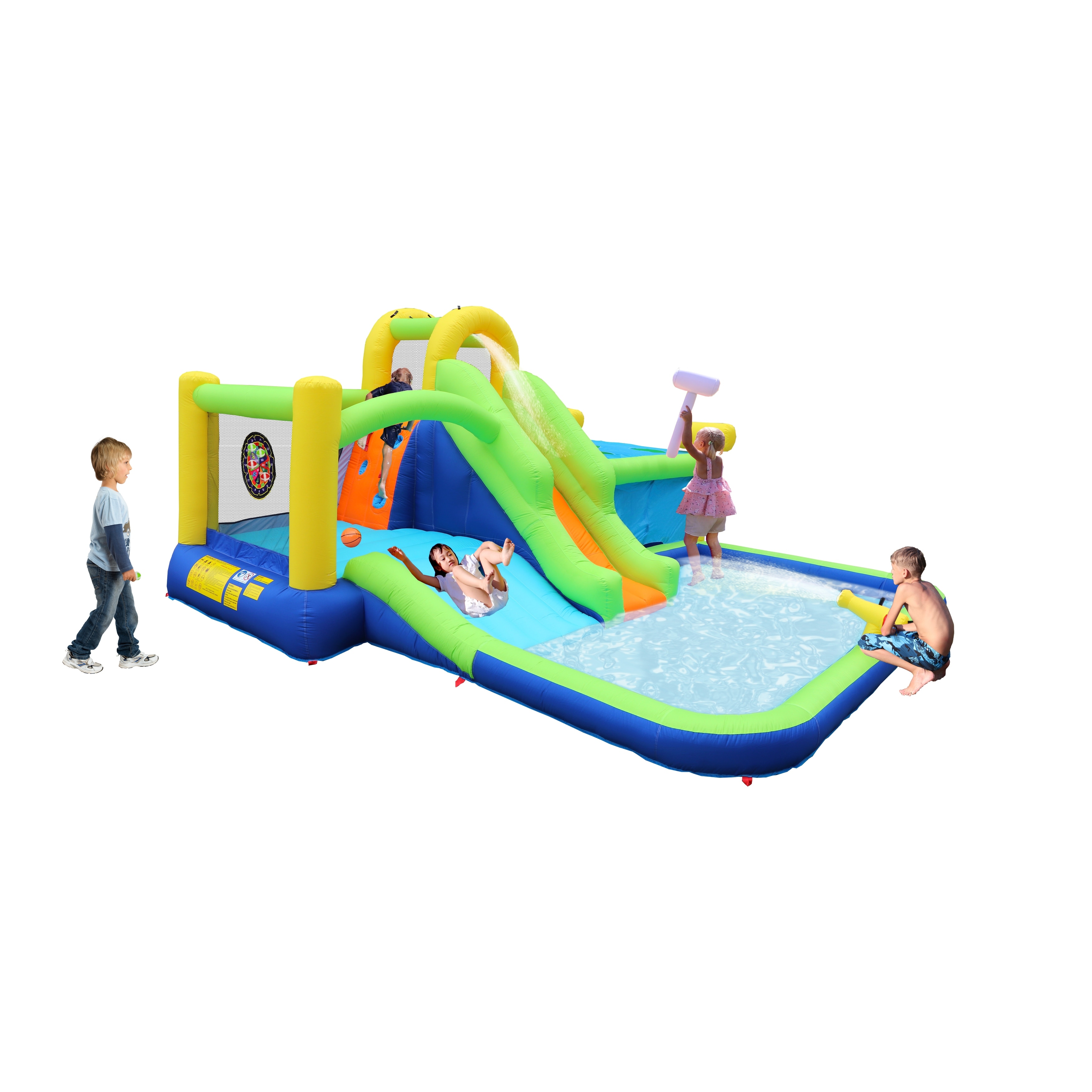 7 In1 Inflatable Slide Water Park Bouncing House Garden Bouncer Whack a