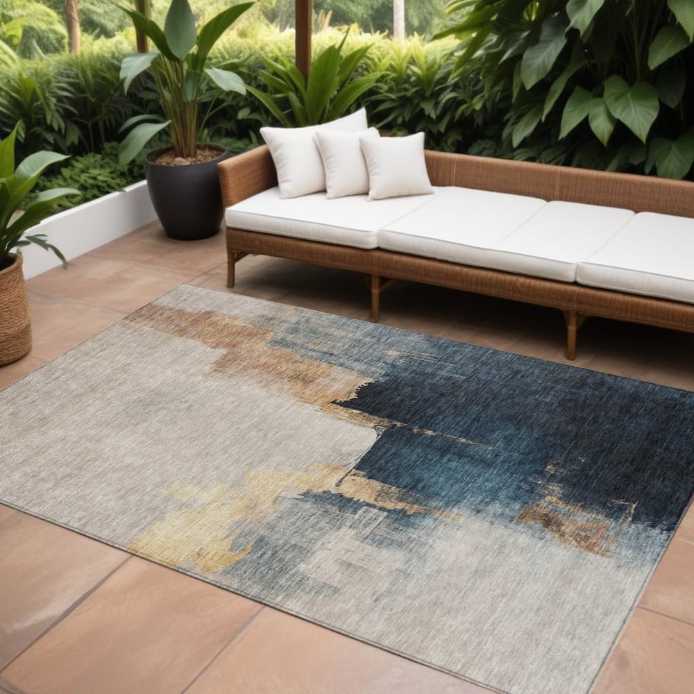 HomeRoots Abstract Transitional Rectangle Outdoor Rug