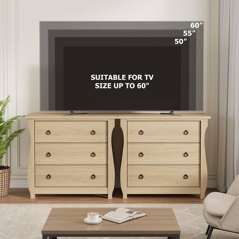 3/6/7 Drawer Dresser - Boho Dresser with Curved Legs, Freestanding Storage Chest Organizer