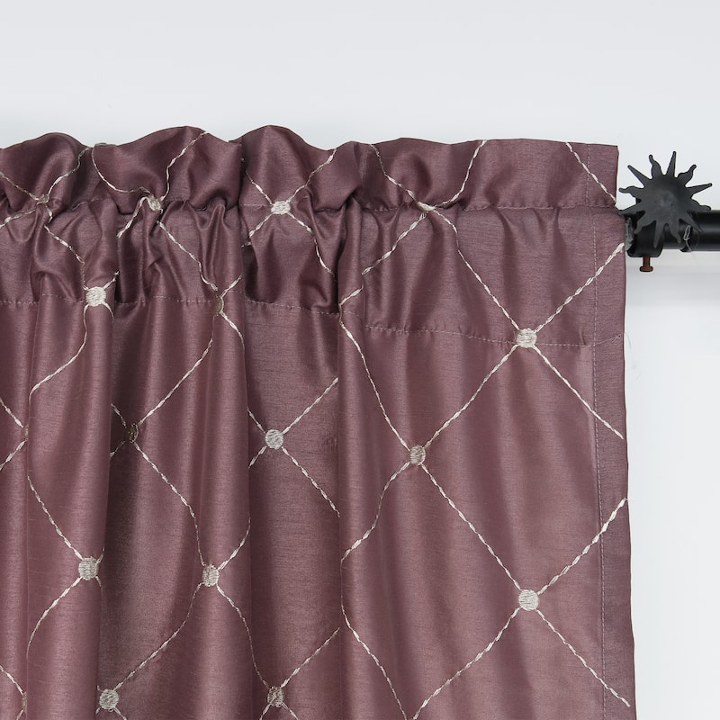 Serenta Doris Diamond Embroidery Light Reducing Faux Silk Curtain