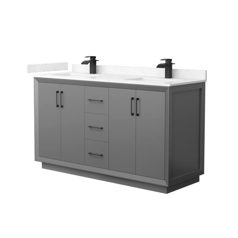 Wyndham Collection WCF414160D-VCA-UNSMXX Strada 60" Free Standing - Dark Gray / Carrara Cultured Marble Top / Matte - Painted