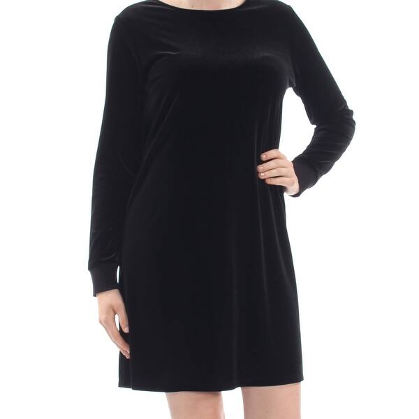 Shop Tommy Hilfiger Womens Black Velvet Long Sleeve Jewel Neck