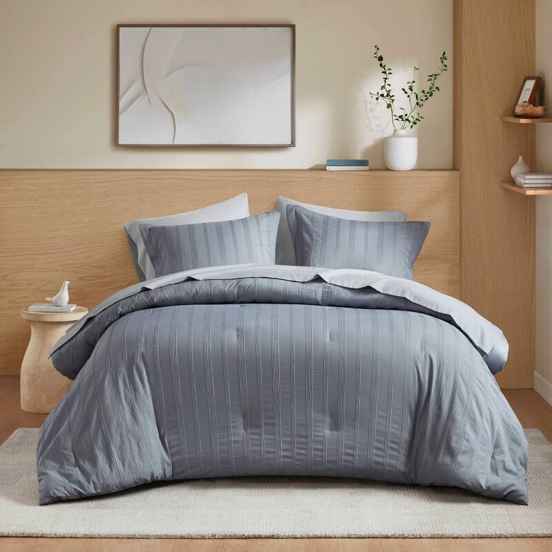 Chelsea Square Logan Woven Striped Comforter Set - Full - Blue/Grey