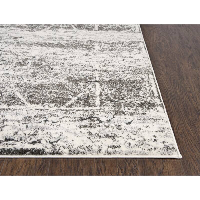 Alora Decor Venice Ivory, Silver, and Charcoal Abstract Rug