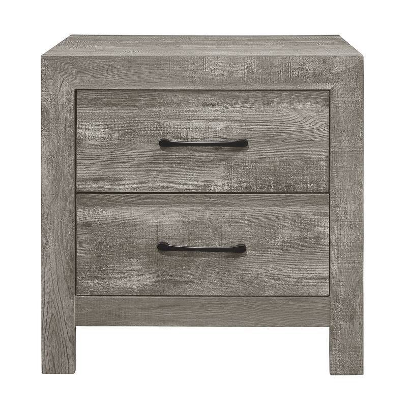 Gray Finish Nightstand with Black Nickel Pulls and Dovetail Drawers