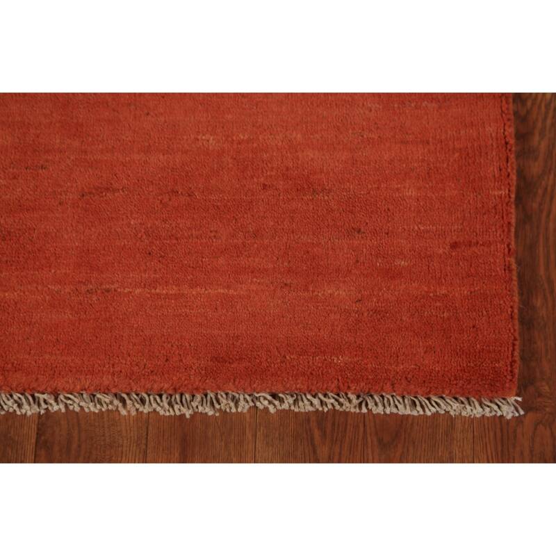 Modern Orange Gabbeh Oriental Rug Handmade Wool Carpet - 4'10" x 6'0"
