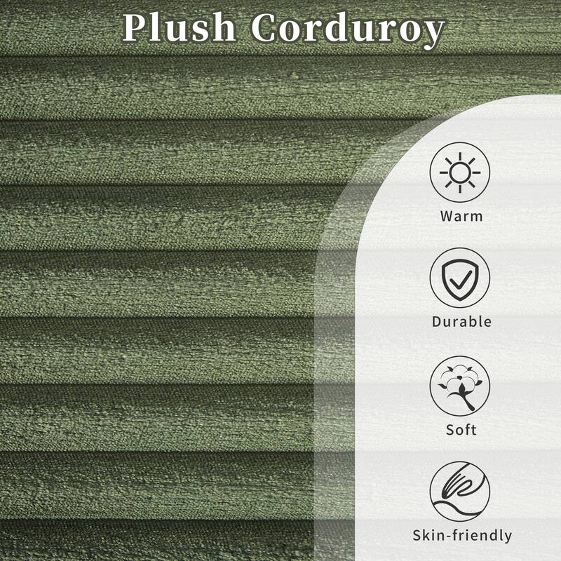 U Shaped Sectional Sofa with 1 Movable Ottoman, Corduroy Upholstered 6 Seater Sofa, Corner Sofa with Storage Pockets