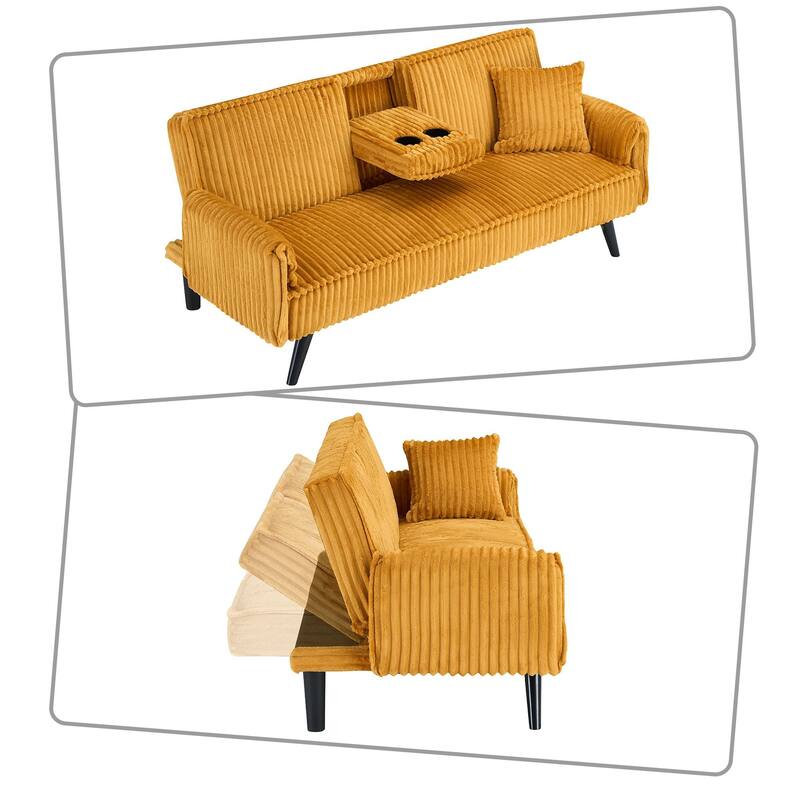 Modern minimalist sofa futon with adjustable backrests and console suitable for bedroom and living room reception rooms